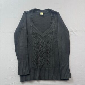 Old Navy Maternity Cable Knit Sweater Black V-Neck Long‎ Sleeve Small